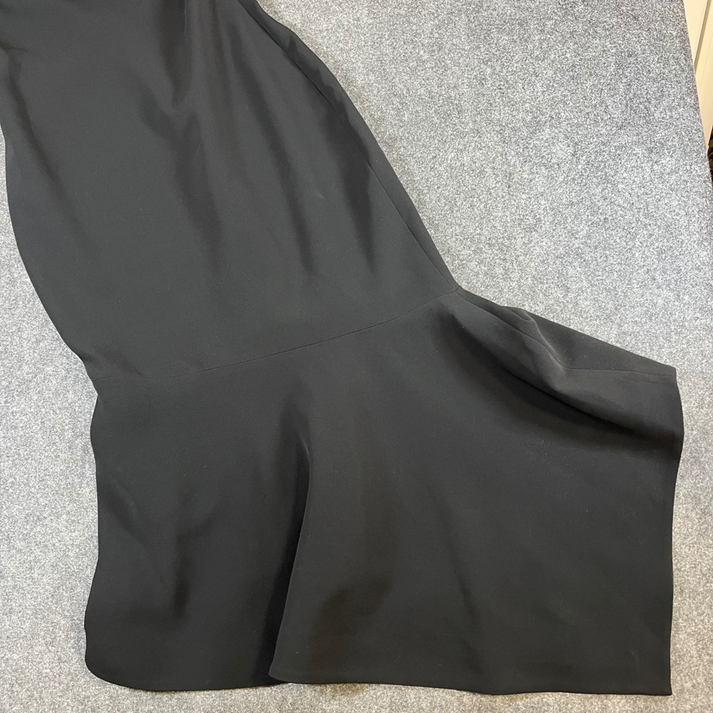 Cinq a Sept Black One Shoulder Asymmetric Flounce Hem Midi Dress Size 8 - Picture 3 of 12
